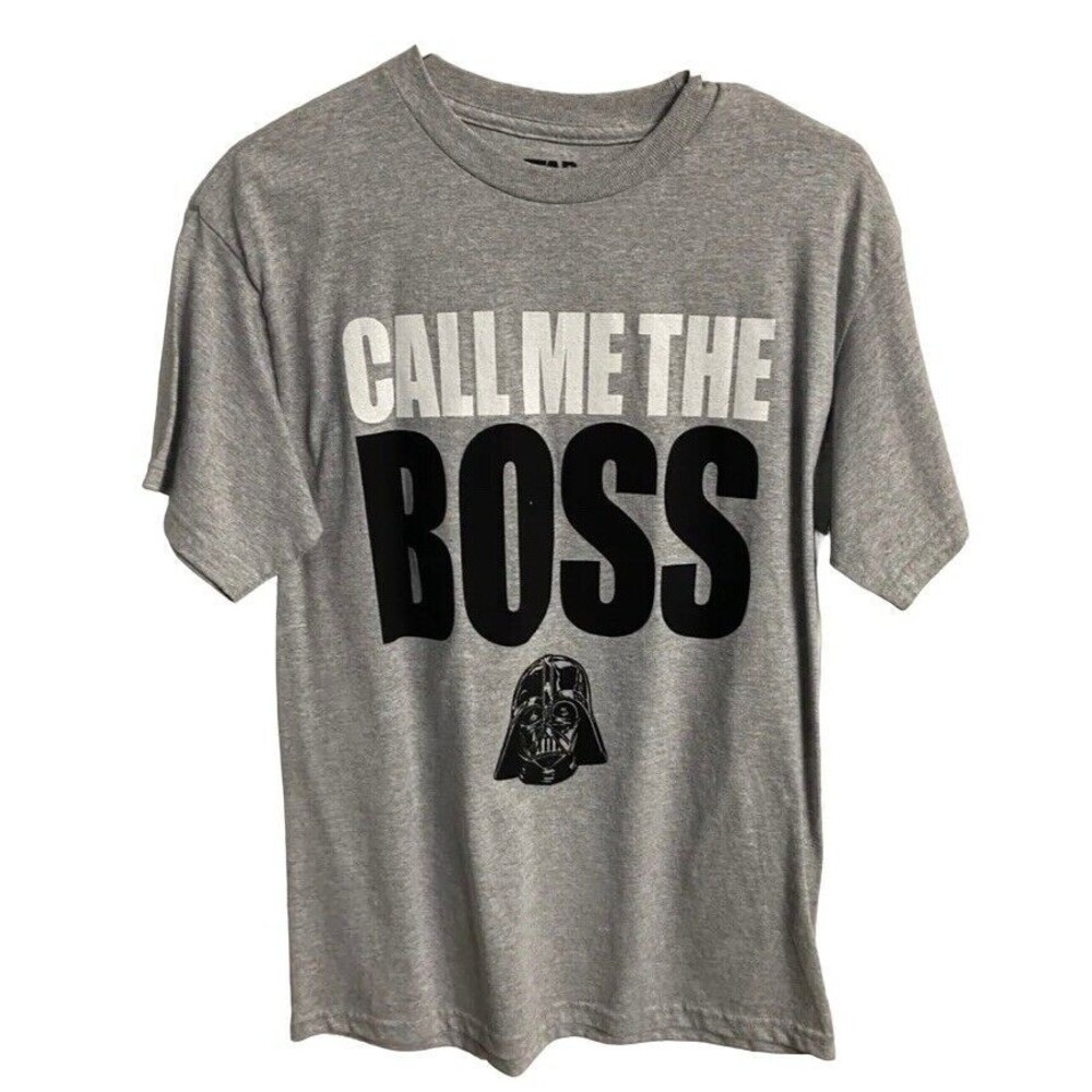 Star Wars T-shirt Men Medium Gray Call Me the Boss Darth Vader Crew Neck NWT